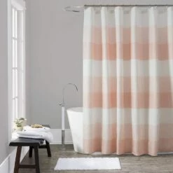 Waffle Stripe Fabric Shower Curtain