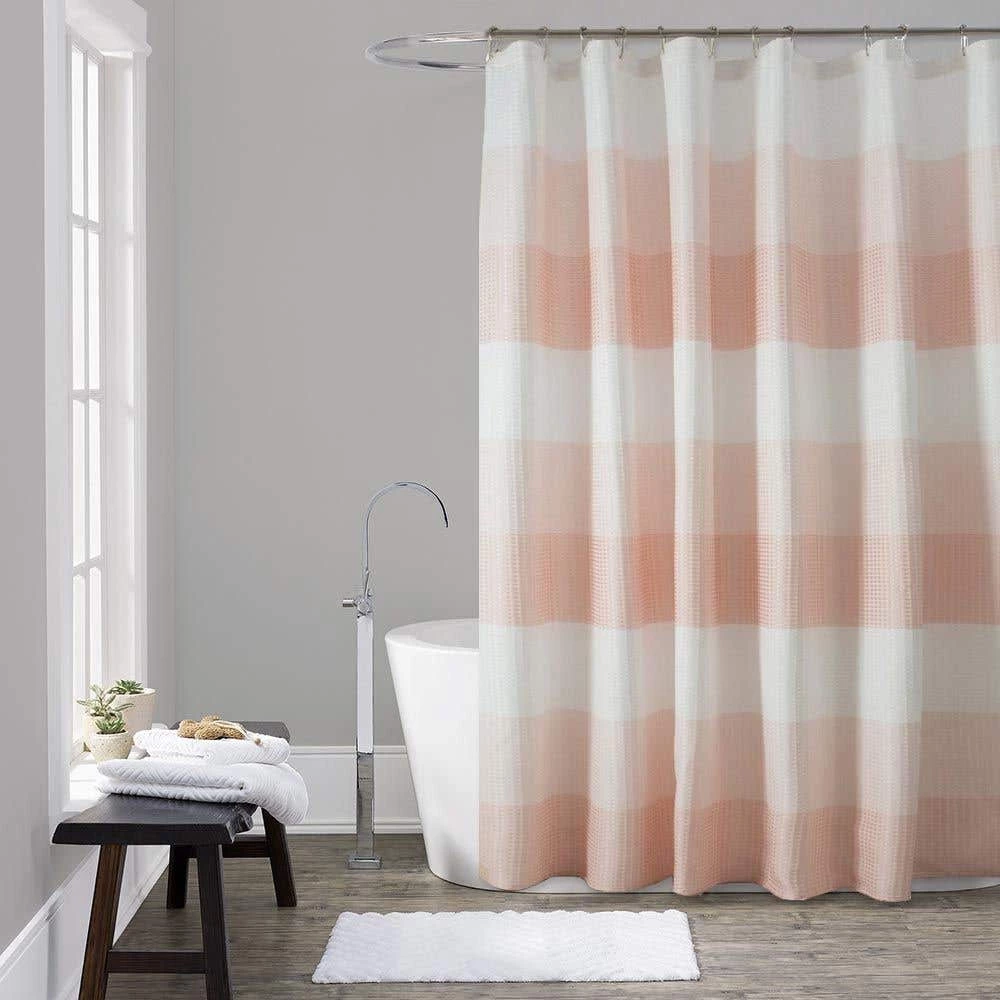 Waffle Stripe Fabric Shower Curtain