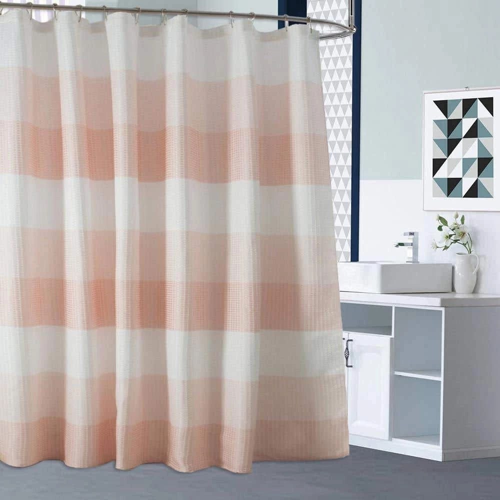 Waffle Stripe Fabric Shower Curtain - Image 3