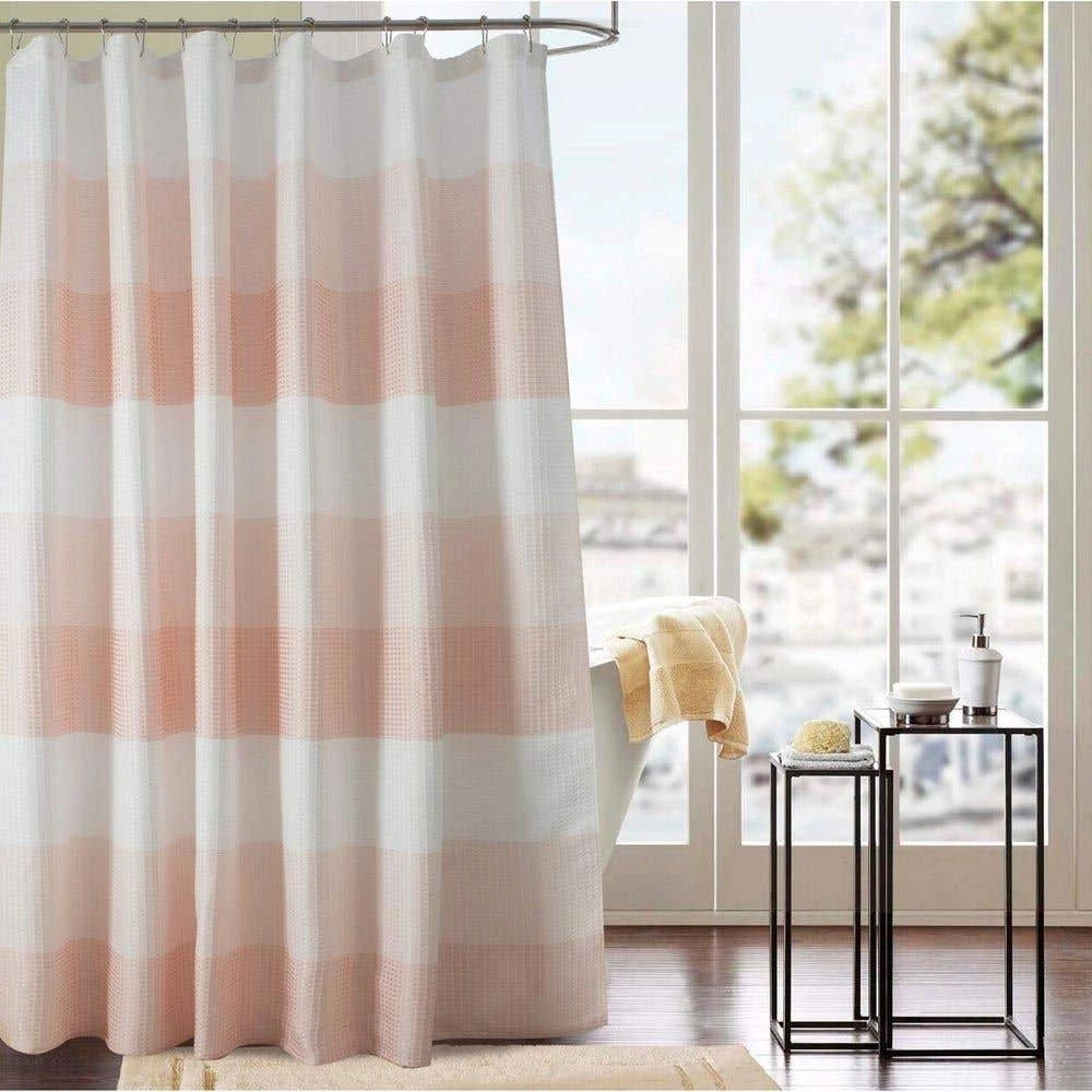 Waffle Stripe Fabric Shower Curtain - Image 2