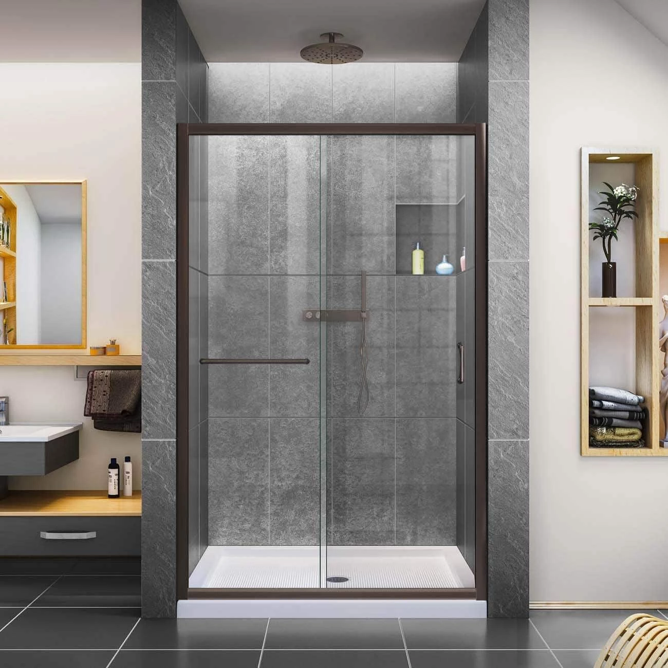 DreamLine Infinity Z 44-48 Inch W X 72 Inch H Semi Frameless Sliding Shower Door, Clear Glass - Image 4