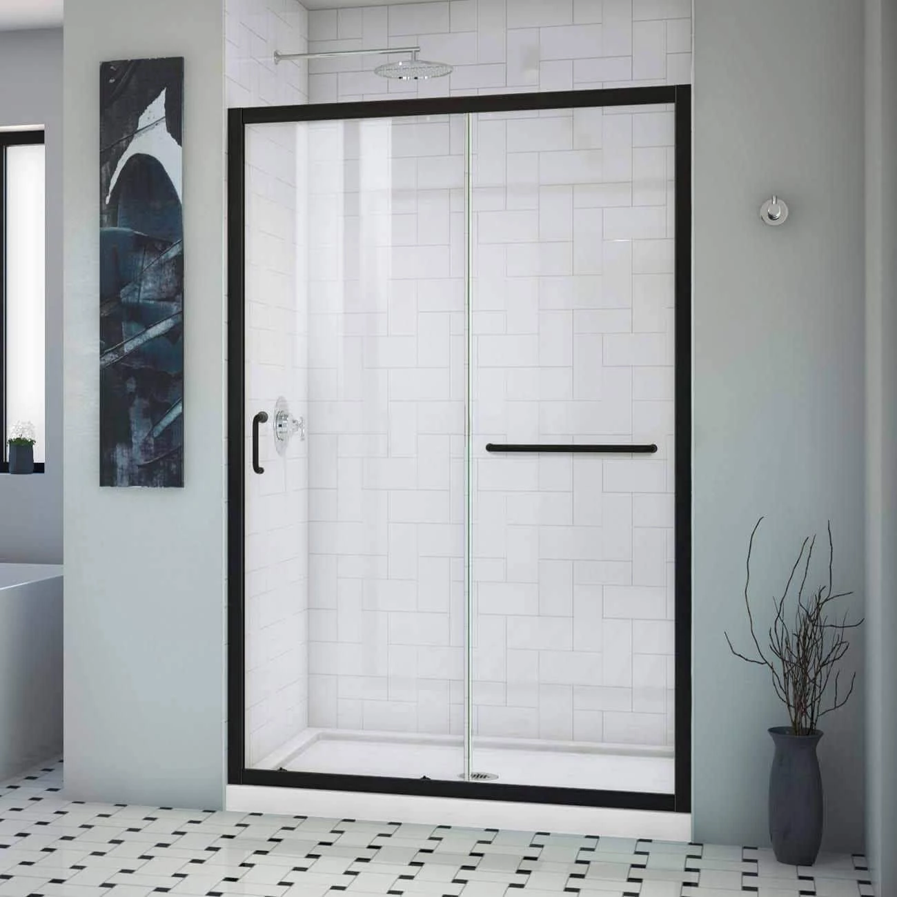 DreamLine Infinity Z 44-48 Inch W X 72 Inch H Semi Frameless Sliding Shower Door, Clear Glass - Image 5