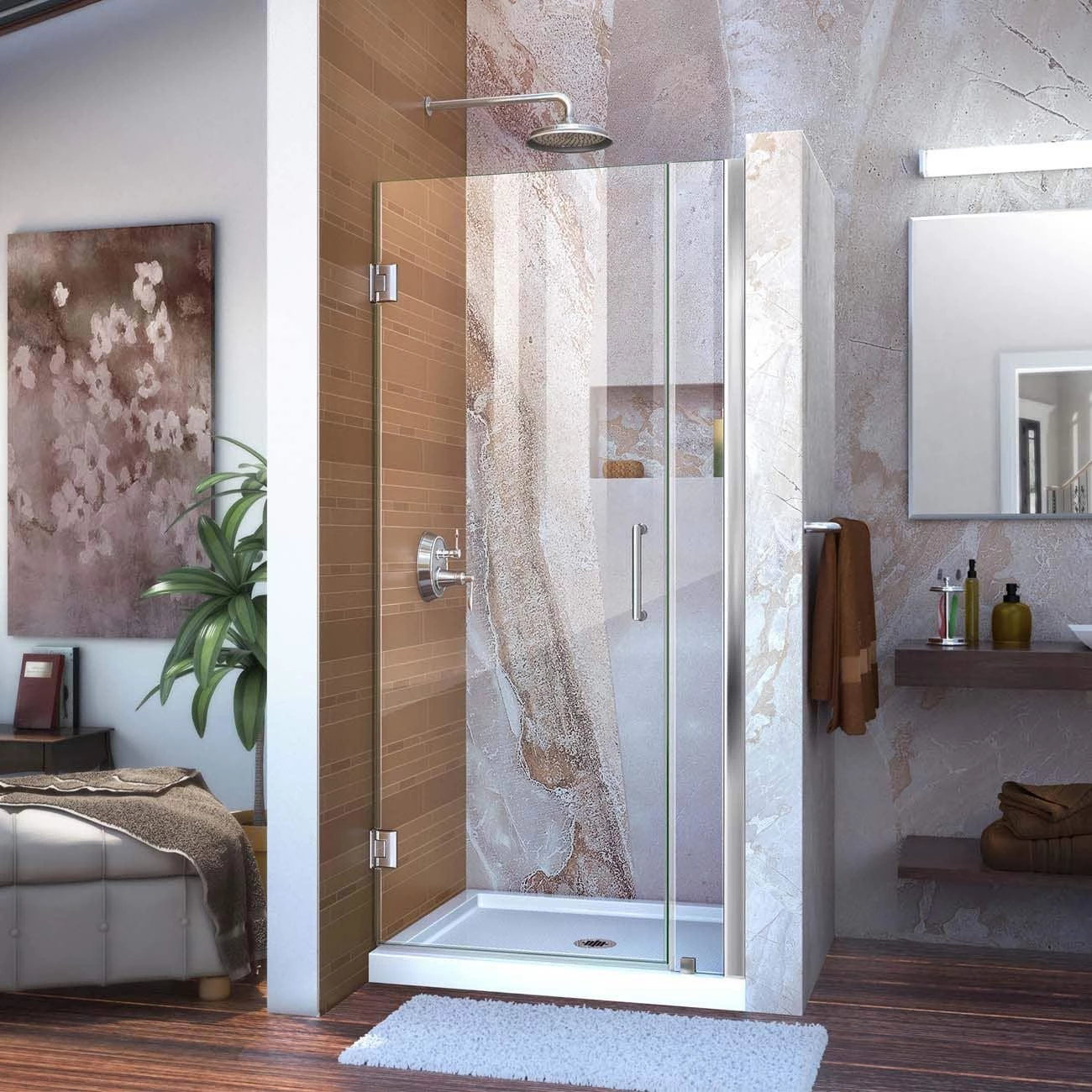 DreamLine Unidoor 35-36 Inch W X 72 Inch H Frameless Hinged Shower Door - Image 3