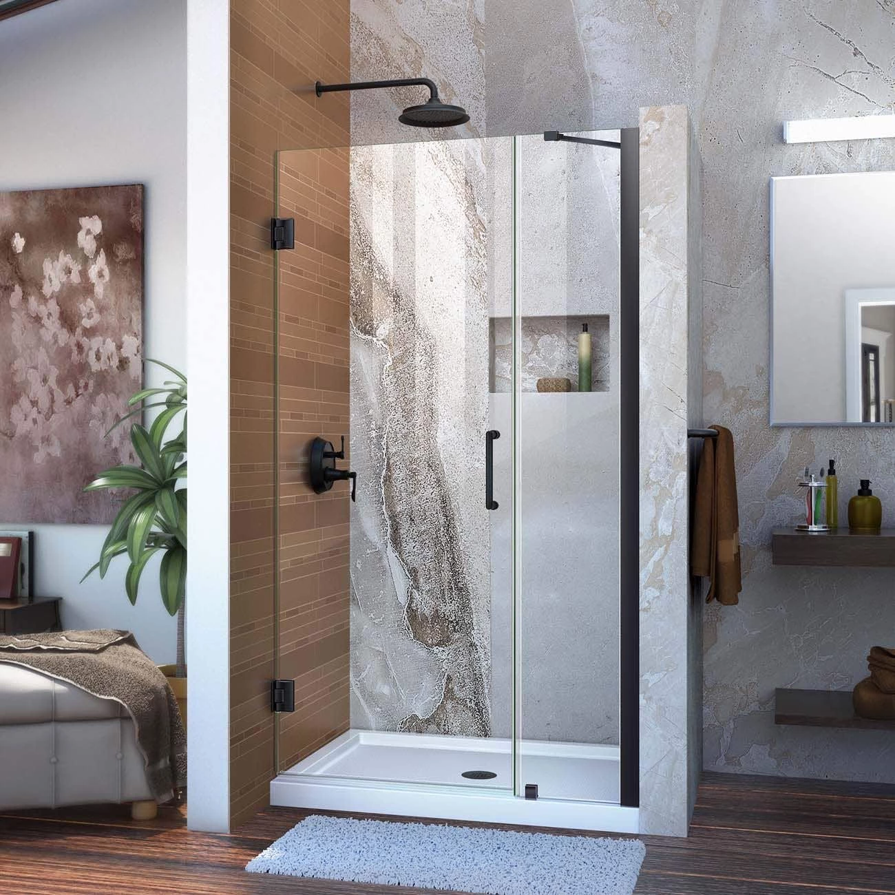 DreamLine Unidoor 40-41 Inch W X 72 Inch H Frameless Hinged Shower Door With Support Arm - Image 5
