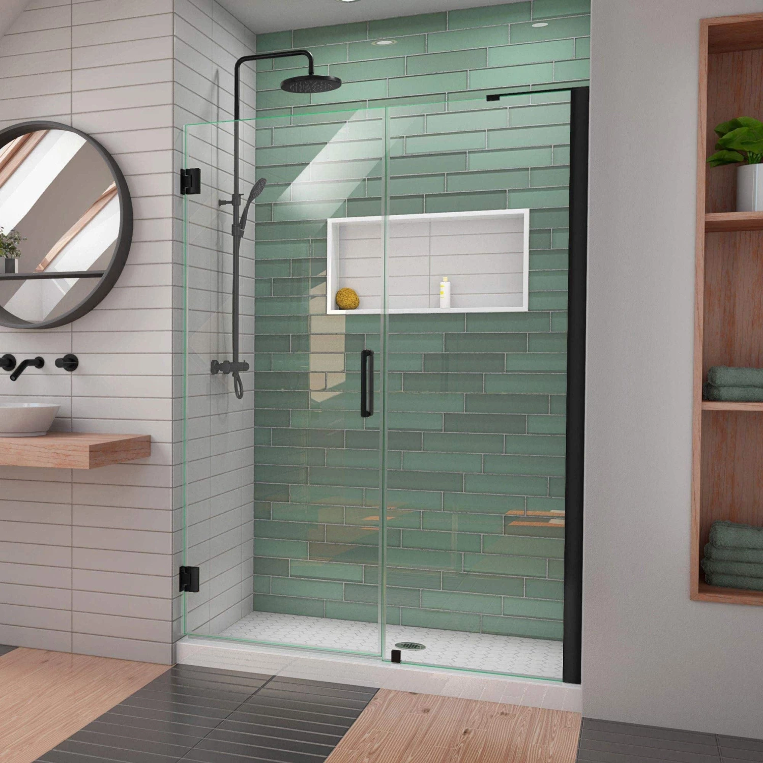 DreamLine Unidoor-LS 54-55 In. W X 72 In. H Frameless Hinged Shower Door