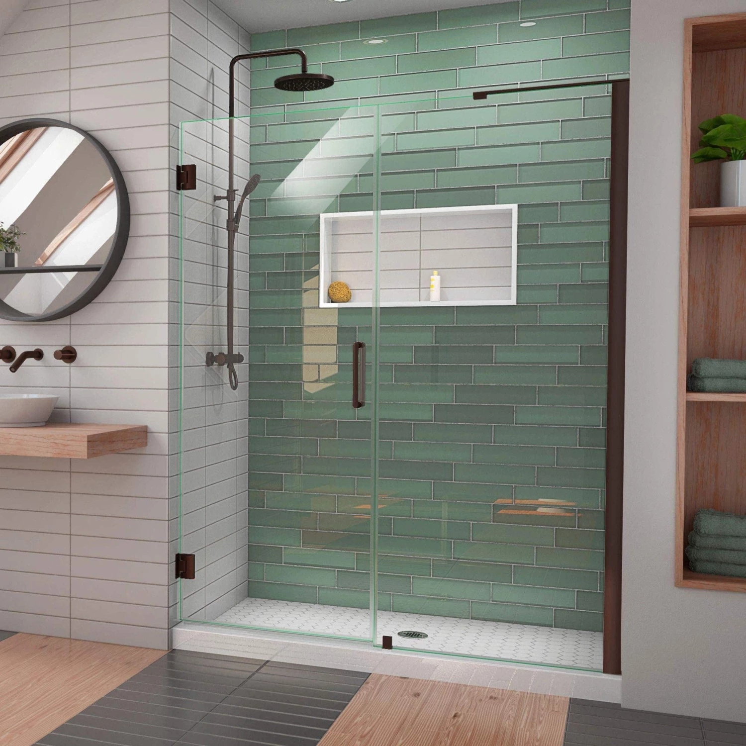 DreamLine Unidoor-LS 56-57 In. W X 72 In. H Frameless Hinged Shower Door With L-Bar