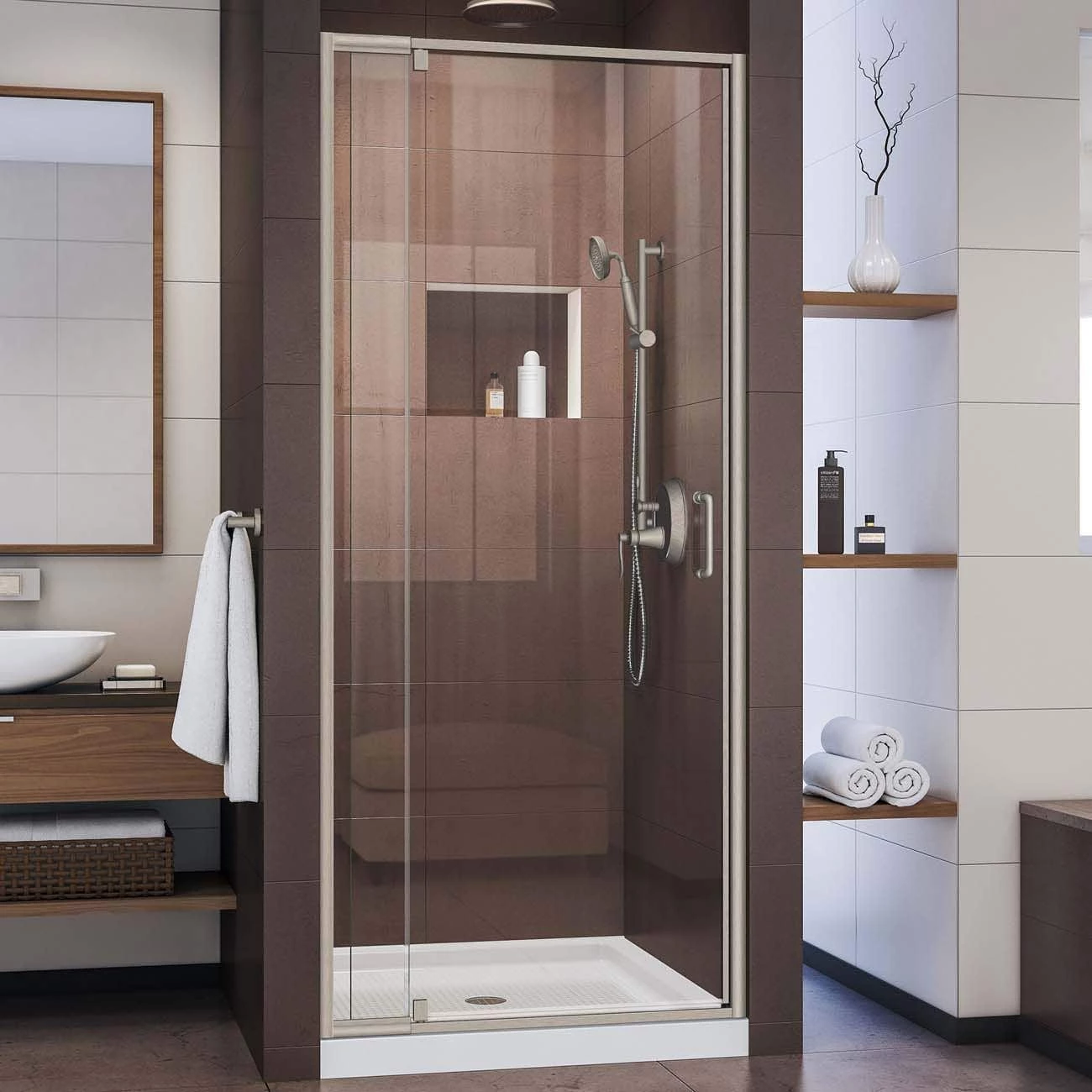 DreamLine Flex 28-32 Inch W X 72 Inch H Semi Frameless Pivot Shower Door - Image 3