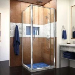 DreamLine Flex 30-1/2 Inch D X 28-32 Inch W X 72 Inch H Semi-Frameless Pivot Shower Enclosure