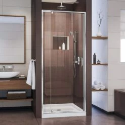 DreamLine Flex 32-36 Inch W X 72 Inch H Semi Frameless Pivot Shower Door