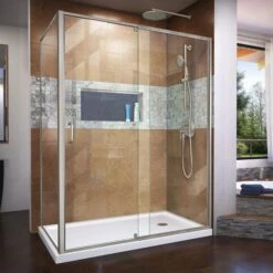 DreamLine Flex 34-1/2 Inch D X 56-60 Inch W X 72 Inch H Semi-Frameless Pivot Shower Enclosure