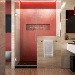 DreamLine Unidoor Plus 59-59 1/2 In. W X 72 In. H Frameless Hinged Shower Door With 36 In. Half Panel
