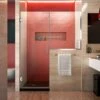 DreamLine Unidoor Plus 65-65 1/2 In. W X 72 In. H Frameless Hinged Shower Door With 36 In. Half Panel, Clear Glass