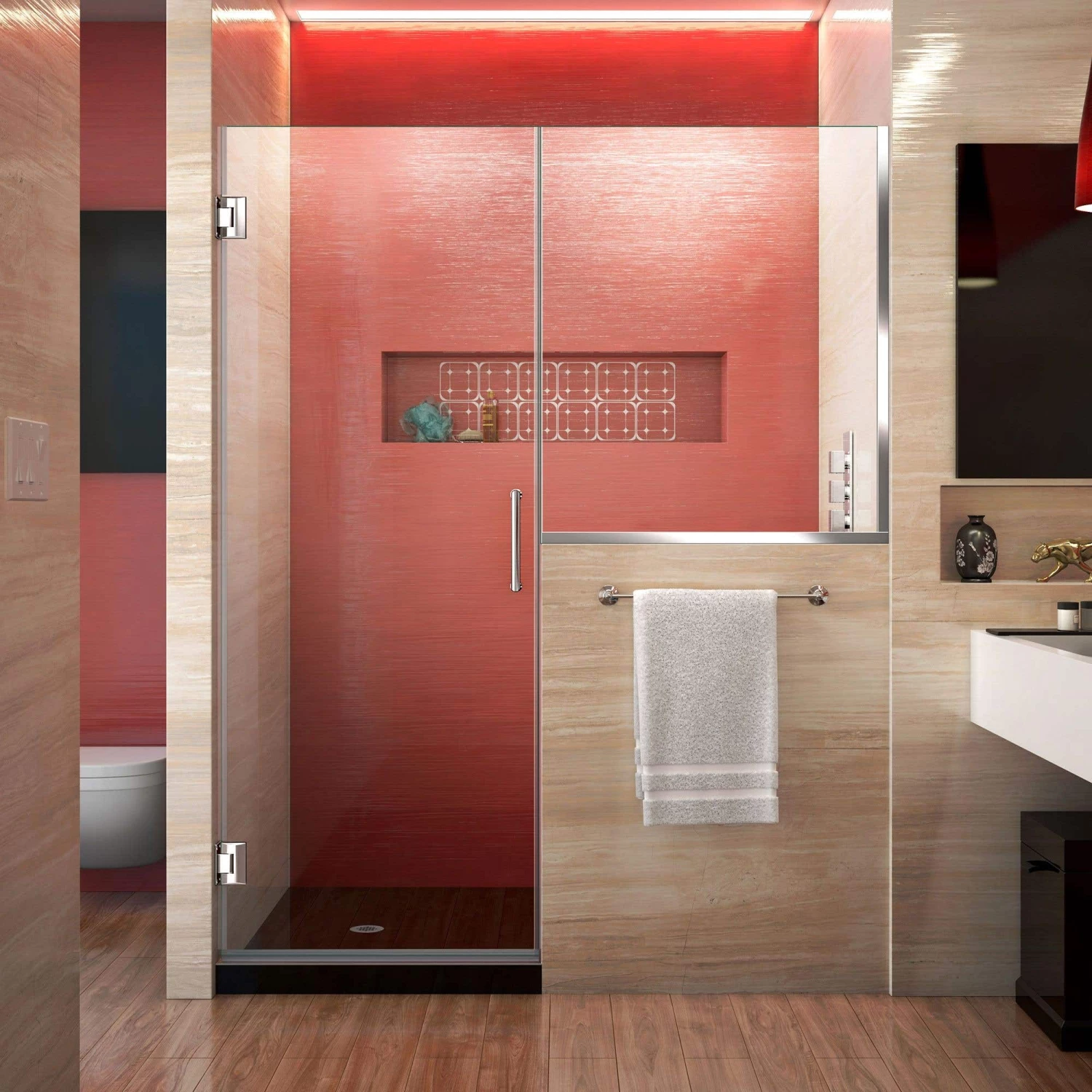 DreamLine Unidoor Plus 60-60 1/2 In. W X 72 In. H Frameless Hinged Shower Door With 36 In. Half Panel