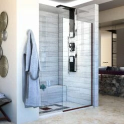 DreamLine Linea Single Panel Frameless Shower Screen 30 In. W X 72 In. H, Open Entry Design