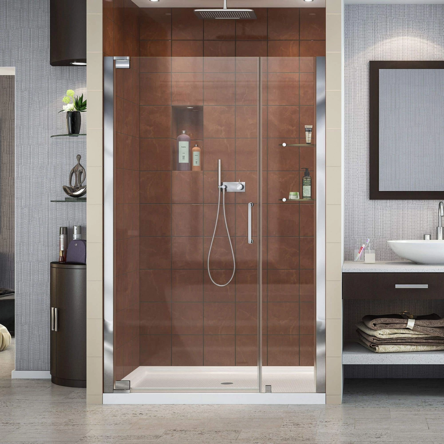 DreamLine Elegance 44-1/4 - 46-1/4 Inch W X 72 Inch H Frameless Pivot Shower Door - Image 2