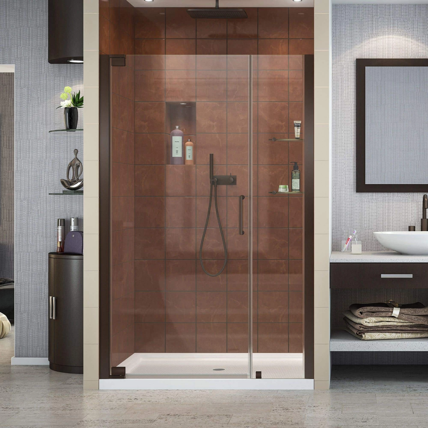 DreamLine Elegance 46-48 Inch W X 72 Inch H Frameless Pivot Shower Door