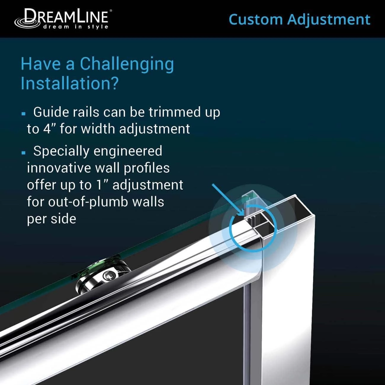 DreamLine Infinity Z 44-48 Inch W X 72 Inch H Semi Frameless Sliding Shower Door, Clear Glass - Image 9