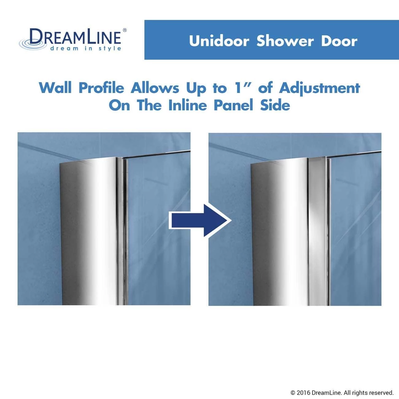DreamLine Unidoor 47-48 Inch W X 72 Inch H Frameless Hinged Shower Door With Support Arm - Image 9