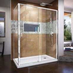 DreamLine Flex 34-1/2 Inch D X 50-54 Inch W X 72 Inch H Semi-Frameless Pivot Shower Enclosure