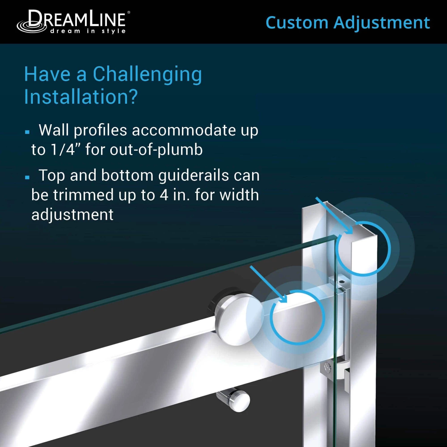 DreamLine Essence H 56-60 Inch W X 76 Inch H Semi Frameless Bypass Shower Door - Image 7