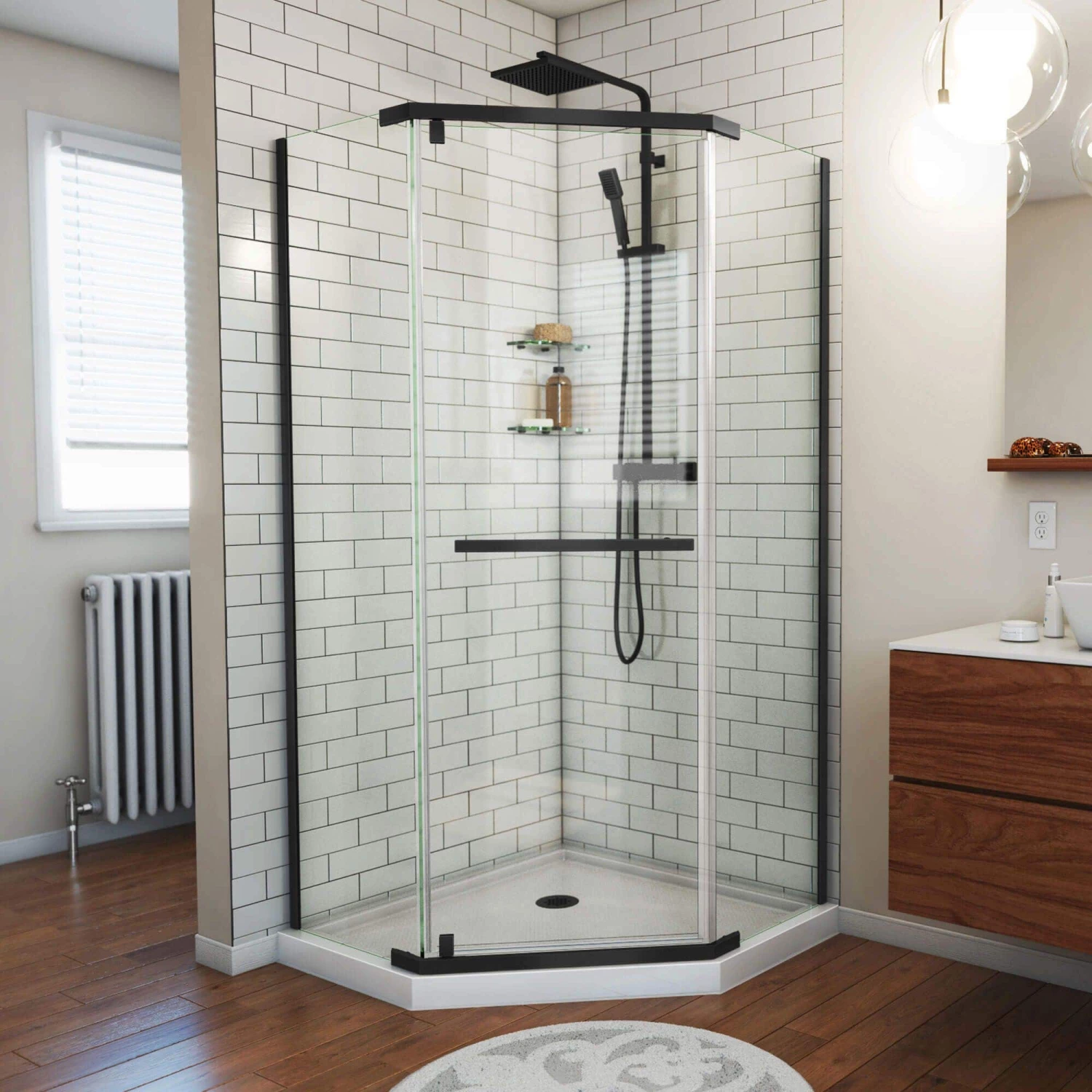 DreamLine Prism 36-1/8 Inch X 72 Inch Frameless Neo-Angle Pivot Shower Enclosure - Image 5
