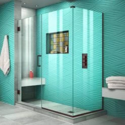 DreamLine Unidoor Plus 57 In. W X 34 3/8 In. D X 72 In. H Frameless Hinged Shower Enclosure
