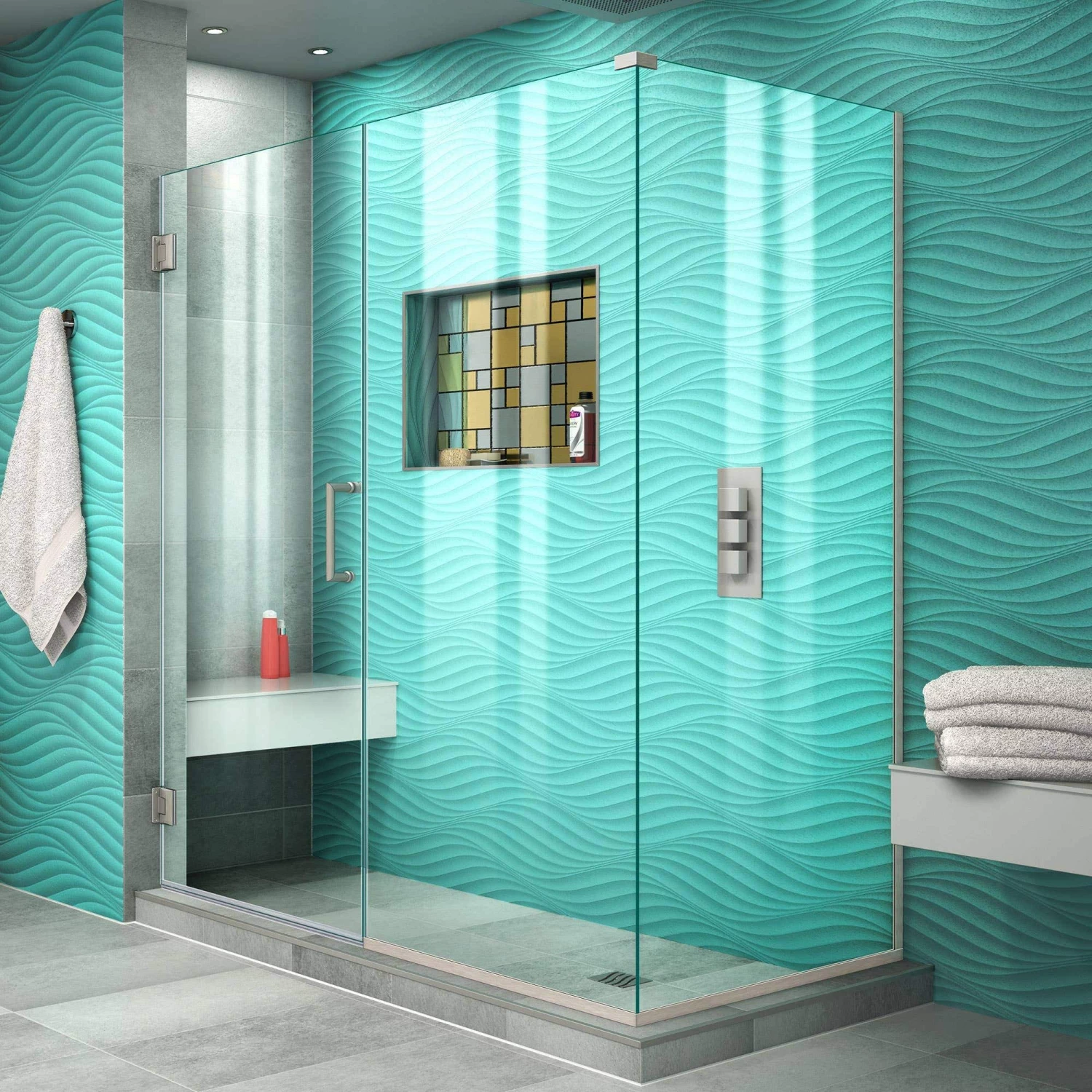 DreamLine Unidoor Plus 59 In. W X 30 3/8 In. D X 72 In. H Frameless Hinged Shower Enclosure