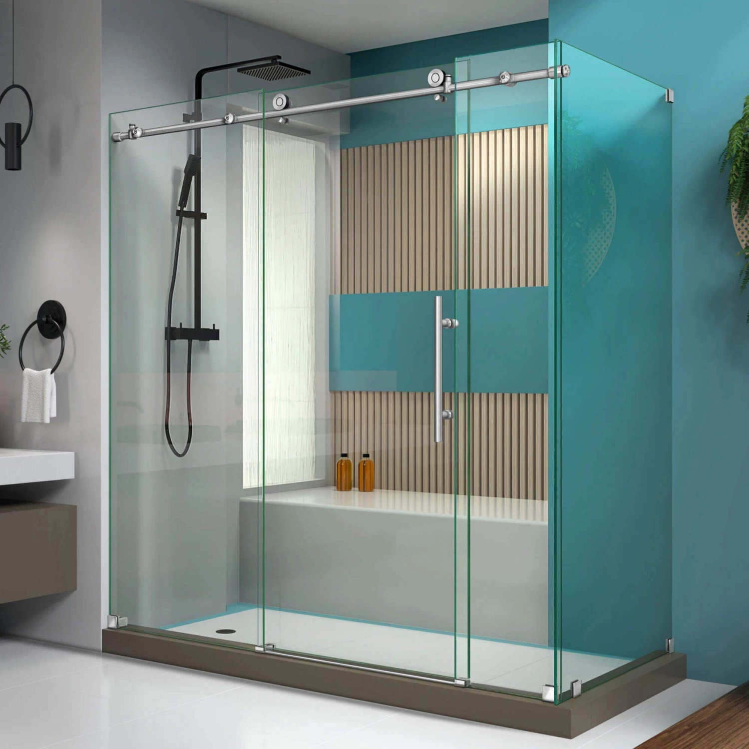 DreamLine Enigma-X 32-1/2 Inch D X 72-3/8 Inch W X 76 Inch H Clear Sliding Shower Enclosure