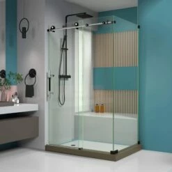 DreamLine Enigma-XT 34-1/2 Inch D X 48-3/8 Inch W X 76 Inch H Fully Frameless Sliding Shower Enclosure