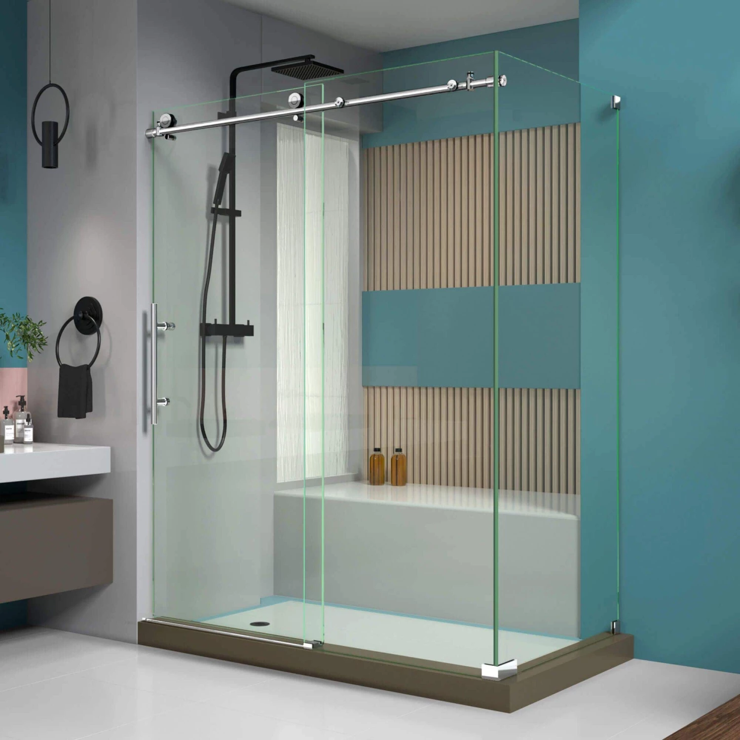 DreamLine Enigma-X 34-1/2 Inch D X 60-3/8 Inch W X 76 Inch H Clear Sliding Shower Enclosure - Image 3
