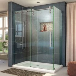 DreamLine Enigma-Z 34-1/2 Inch D X 60-3/8 Inch W X 76 Inch H Fully Frameless Sliding Shower Enclosure