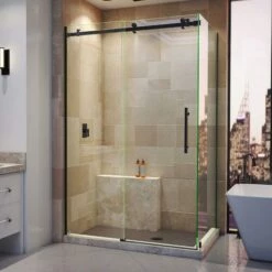 DreamLine Enigma Air 34-3/4 Inch D X 48-3/8 Inch W X 76 Inch H Frameless Sliding Shower Enclosure