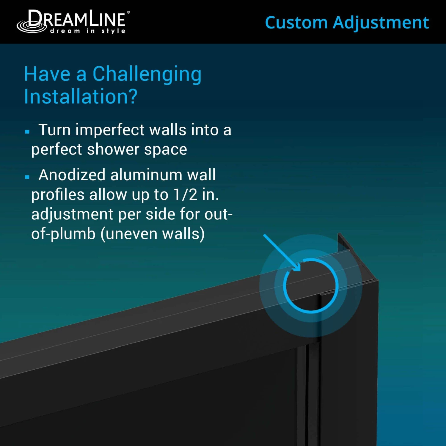 DreamLine French Corner 40-1/2 Inch D X 40-1/2 Inch W X 72 Inch H Framed Sliding Shower Enclosure In Satin Black - Image 7