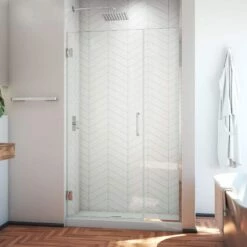 DreamLine Unidoor Plus 40 1/2 - 41 In. W X 72 In. H Frameless Hinged Shower Door