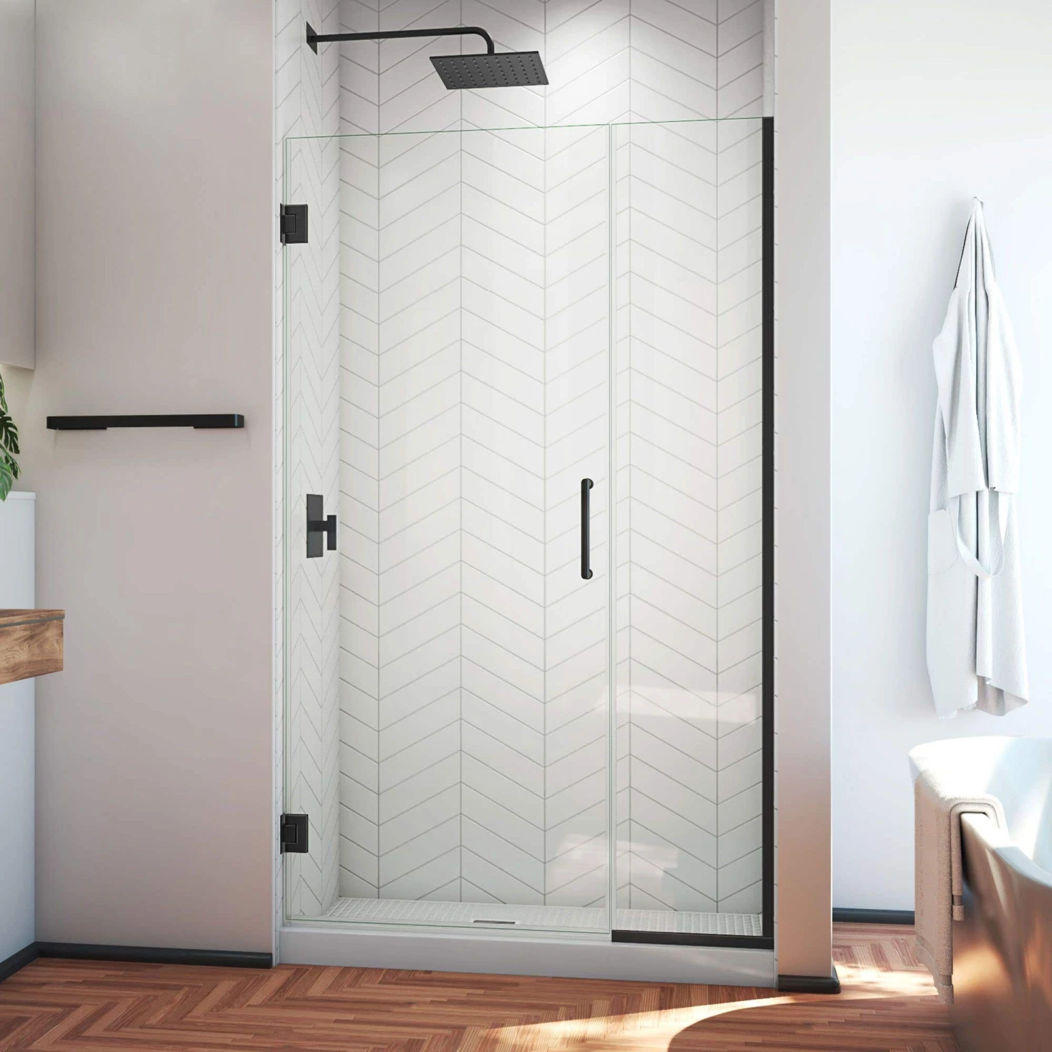 DreamLine Unidoor Plus 44-44 1/2 In. W X 72 In. H Frameless Hinged Shower Door