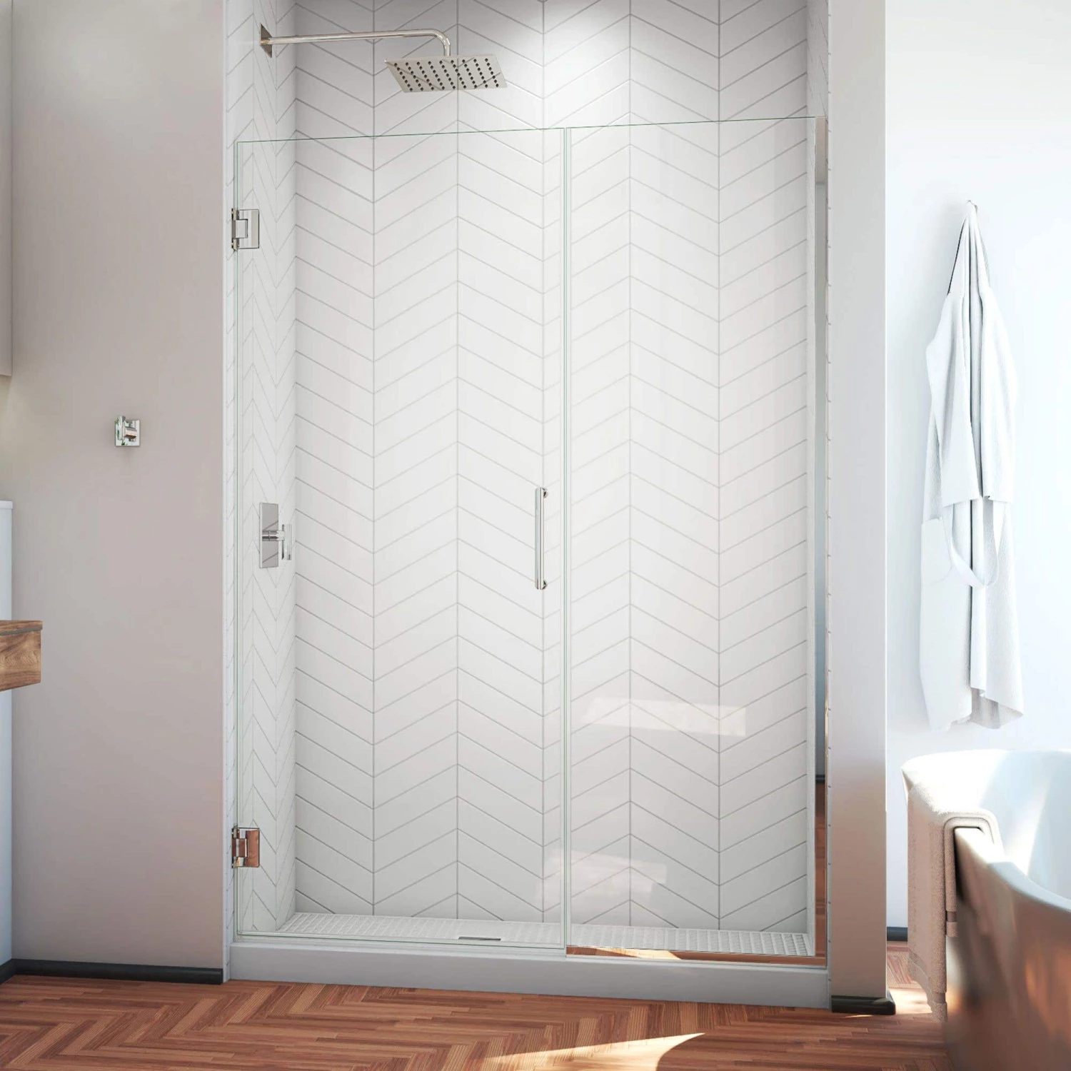 DreamLine Unidoor Plus 46-46 1/2 In. W X 72 In. H Frameless Hinged Shower Door - Image 3