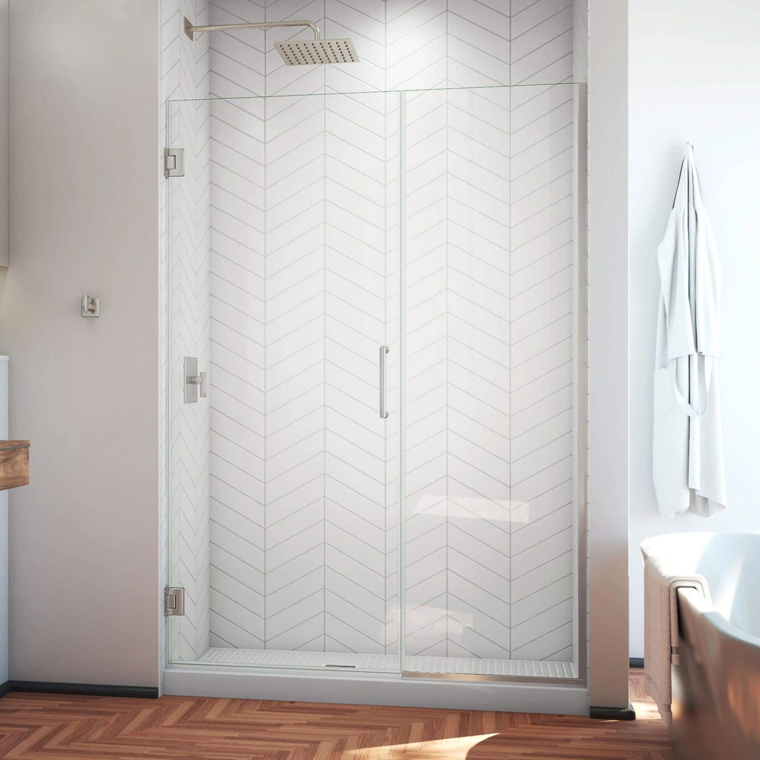 DreamLine Unidoor Plus 51-51 1/2 In. W X 72 In. H Frameless Hinged Shower Door