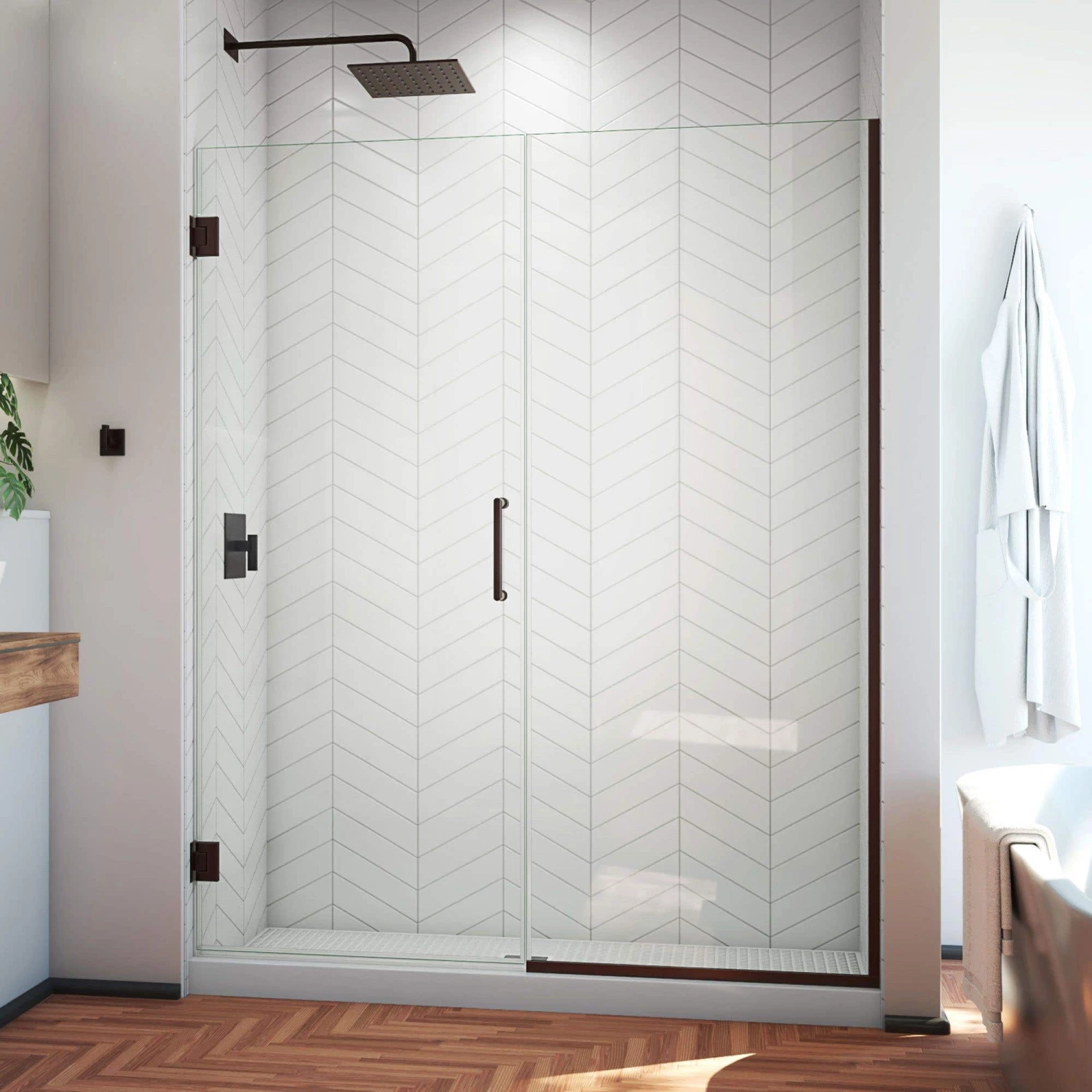 DreamLine Unidoor Plus 59 1/2 - 60 In. W X 72 In. H Frameless Hinged Shower Door