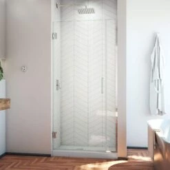 DreamLine Unidoor Plus 33-33 1/2 In. W X 72 In. H Frameless Hinged Shower Door, Clear Glass