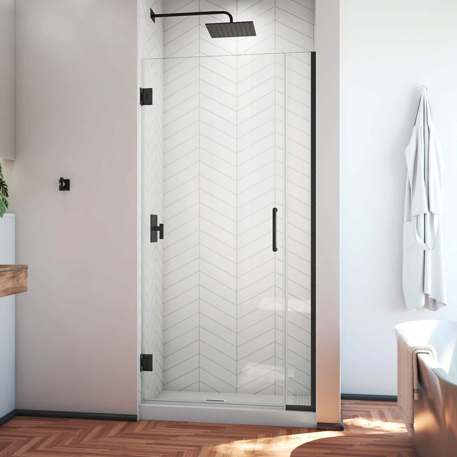 DreamLine Unidoor Plus 36-36 1/2 In. W X 72 In. H Frameless Hinged Shower Door