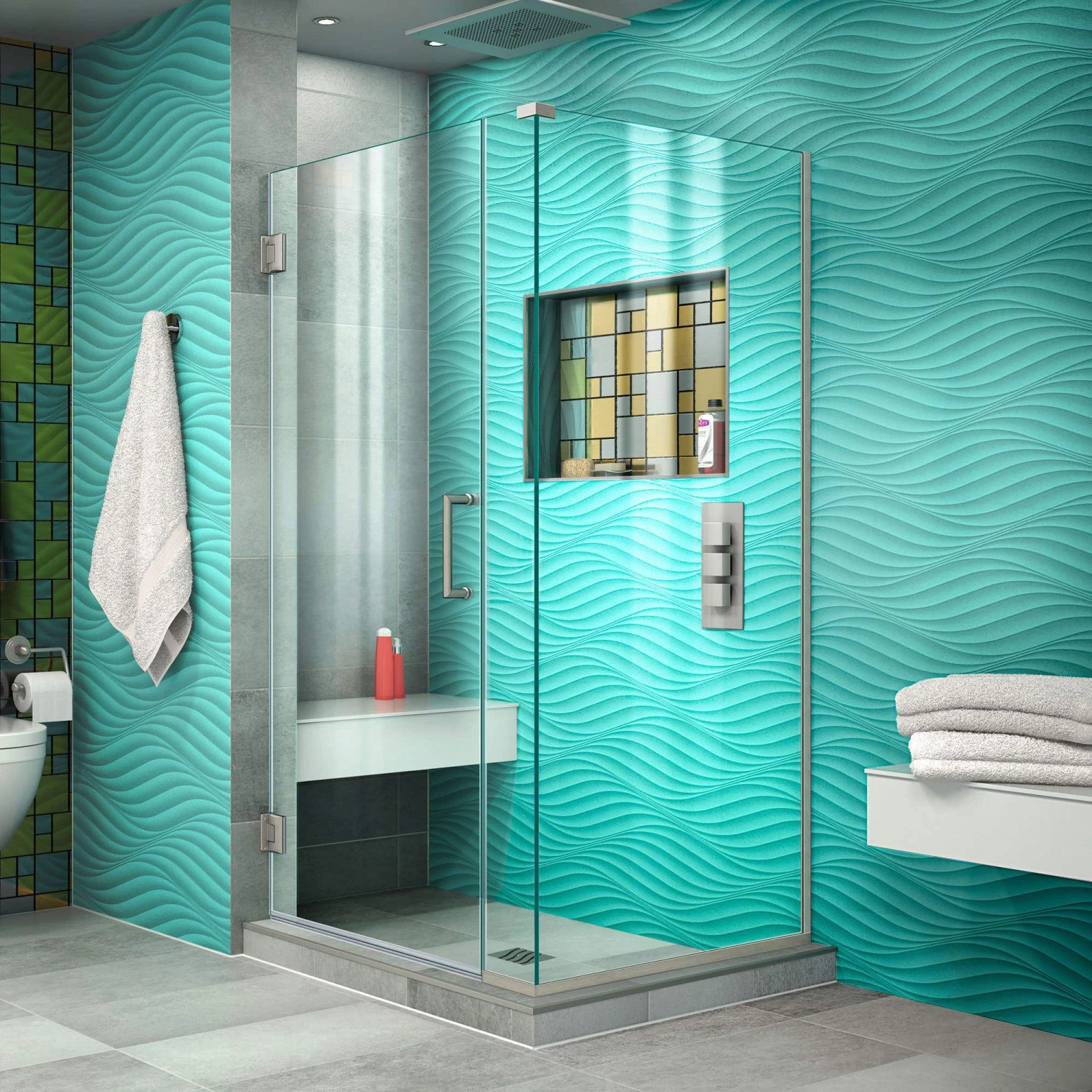 DreamLine Unidoor Plus 29 In. W X 30 3/8 In. D X 72 In. H Frameless Hinged Shower Enclosure - Image 3