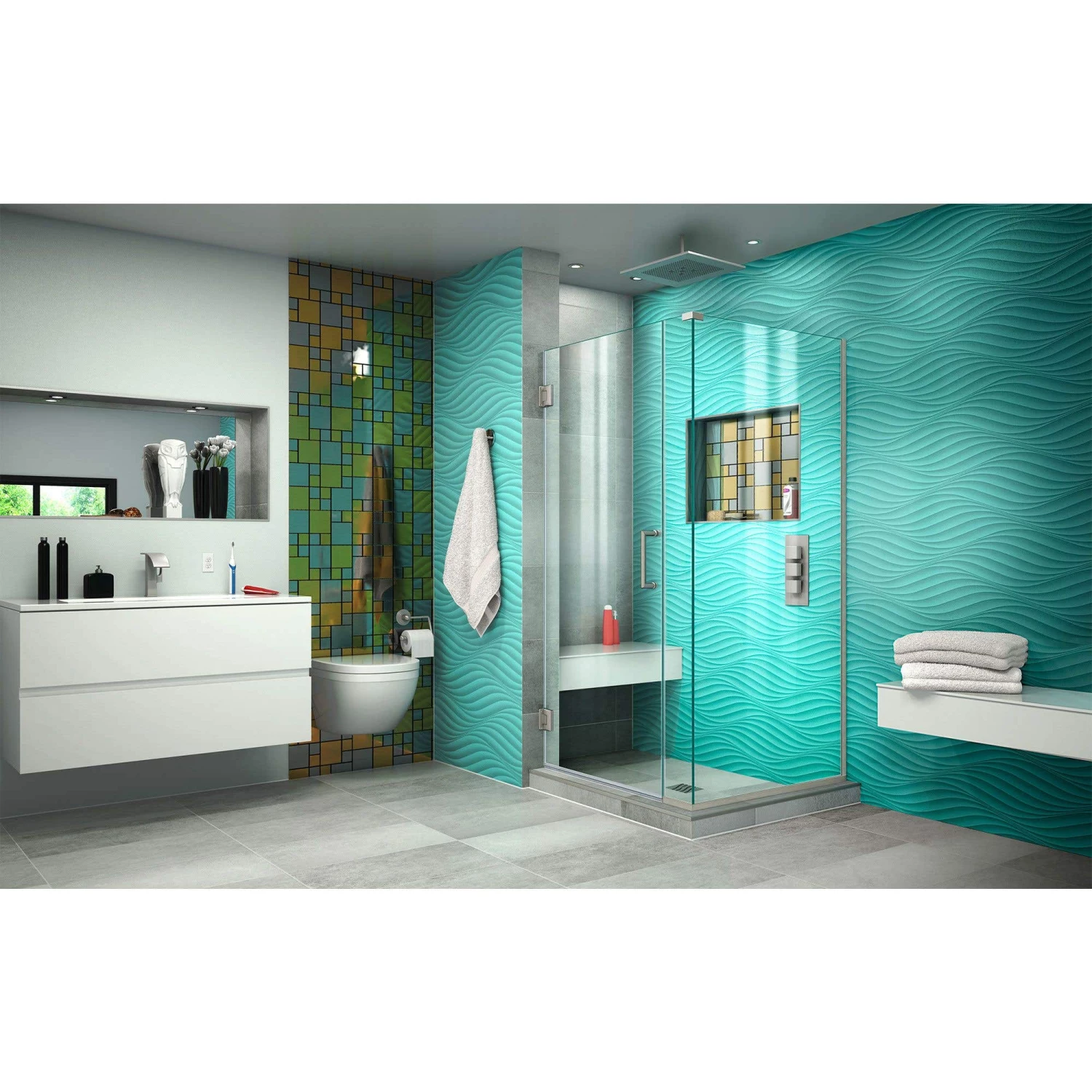 DreamLine Unidoor Plus 32 In. W X 30 3/8 In. D X 72 In. H Frameless Hinged Shower Enclosure - Image 9