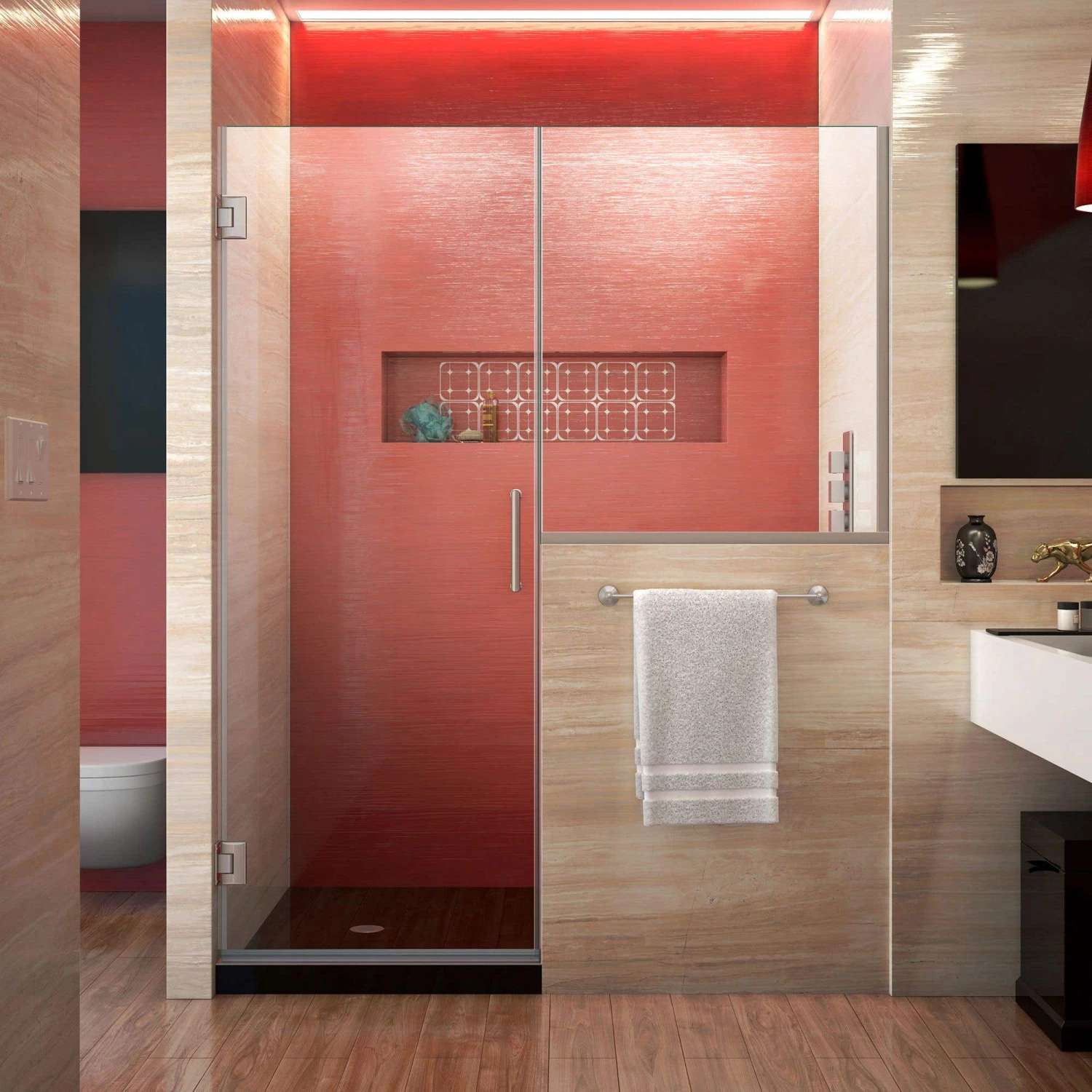 DreamLine Unidoor Plus 48-48 1/2 In. W X 72 In. H Frameless Hinged Shower Door With 36 In. Half Panel - Image 3