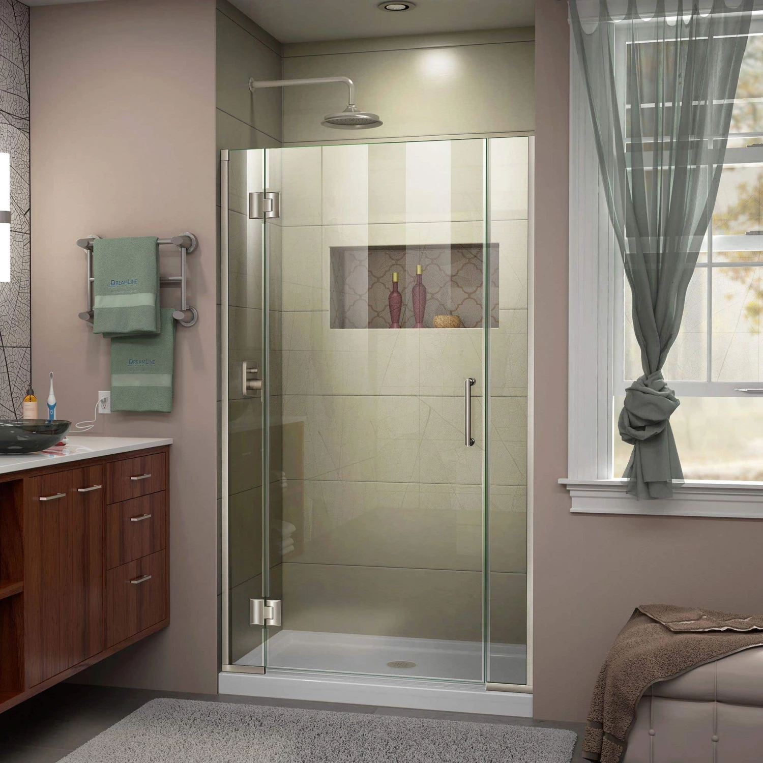 DreamLine Unidoor-X 35-35 1/2 In. W X 72 In. H Frameless Hinged Shower Door