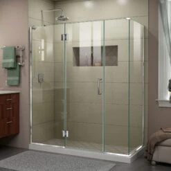 DreamLine Unidoor-X 63-1/2 Inch W X 30-3/8 Inch D X 72 Inch H Frameless Hinged Shower Enclosure