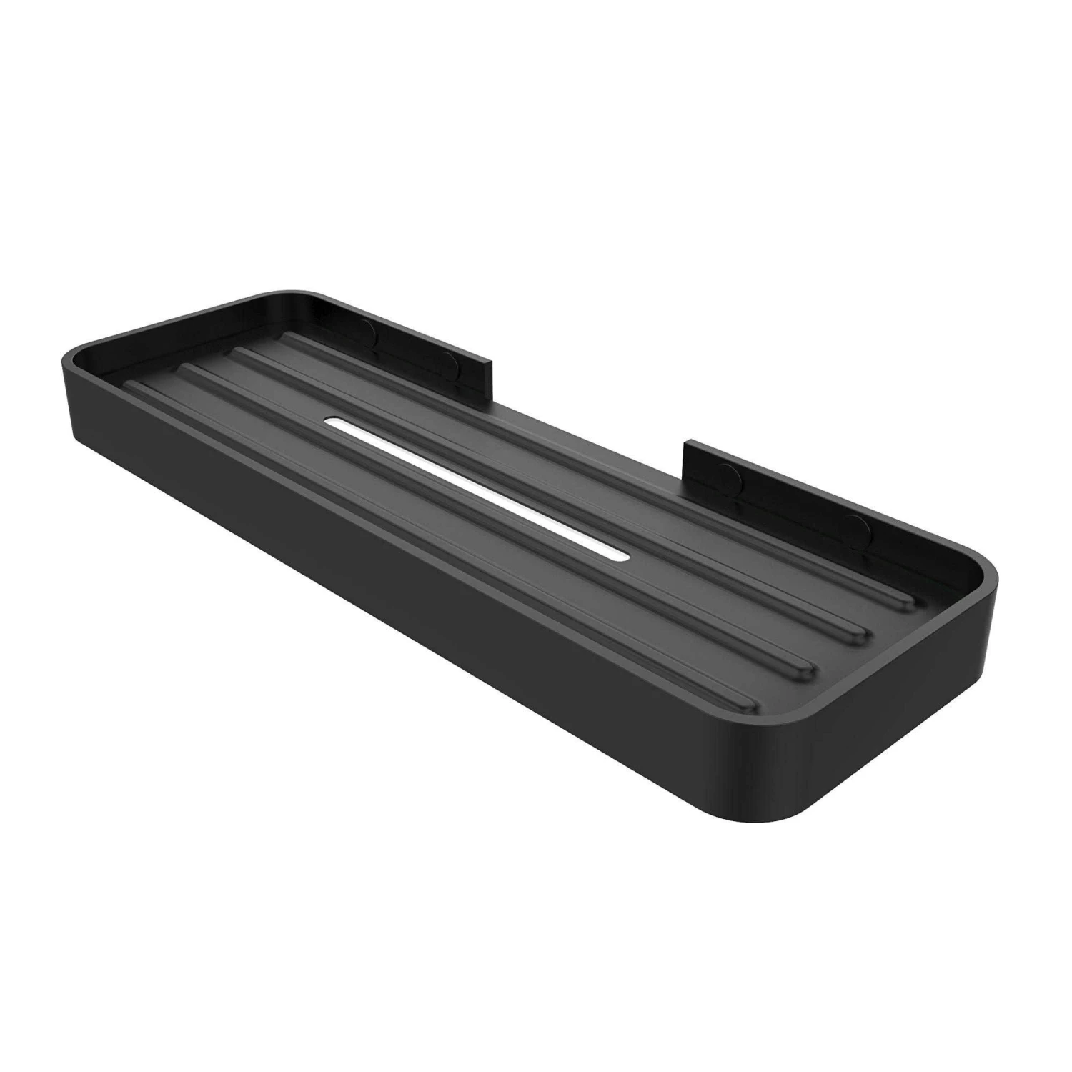 Flat Metal Rectangular Shelf With Soap Tray Matte Black - Image 2